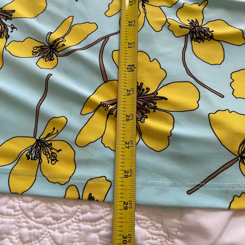 Anne Klein elbow sleeve Floral Print top blue Yellow Flowers xxl 2x - Picture 4 of 7
